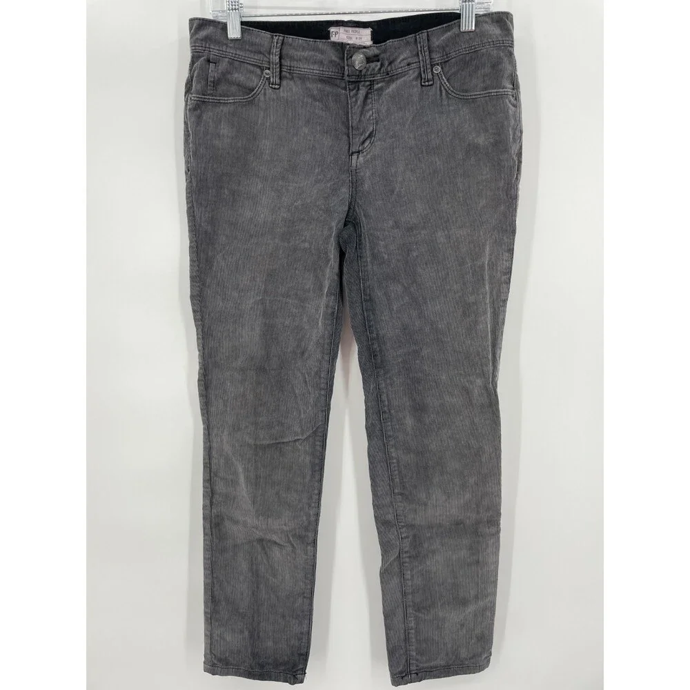 FREE PEOPLE Gray Corduroy Slim Leg Pants Size 28